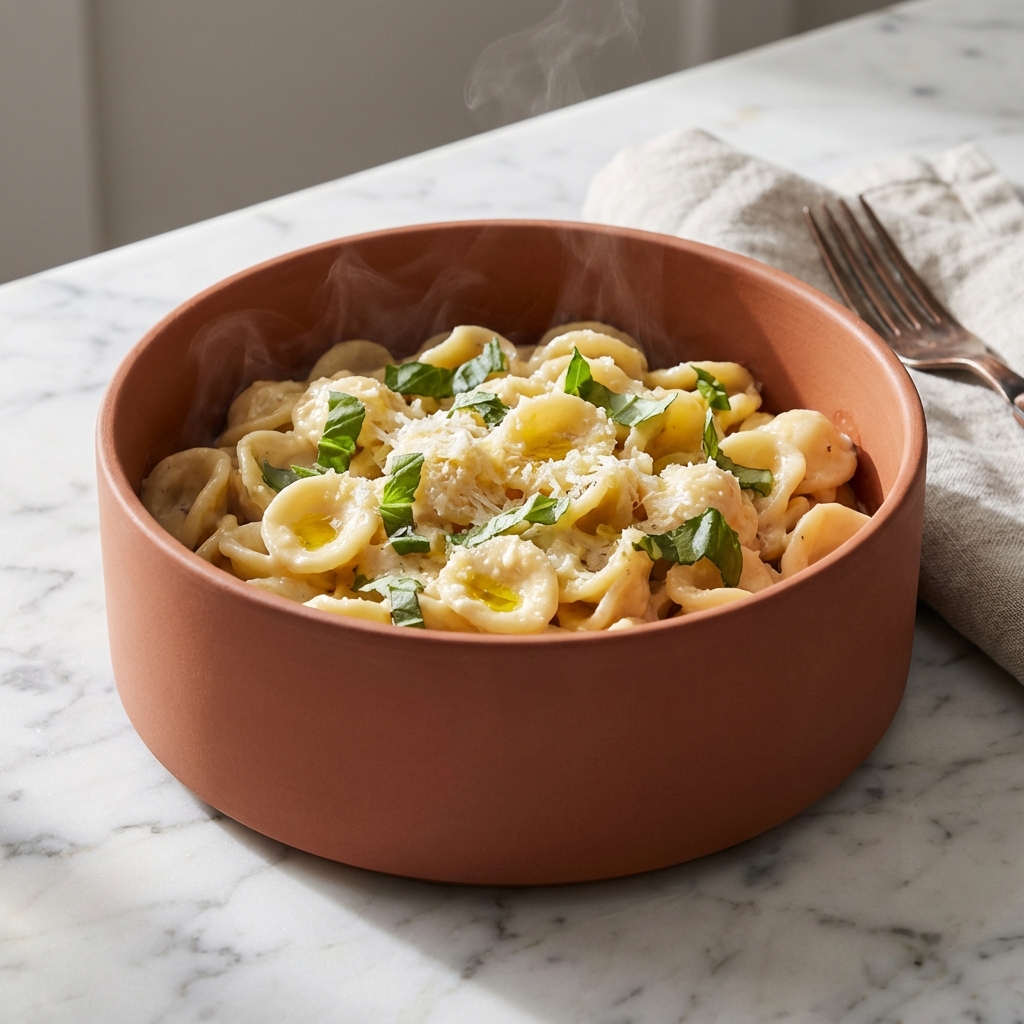 Human Bowl filled with delicious pasta